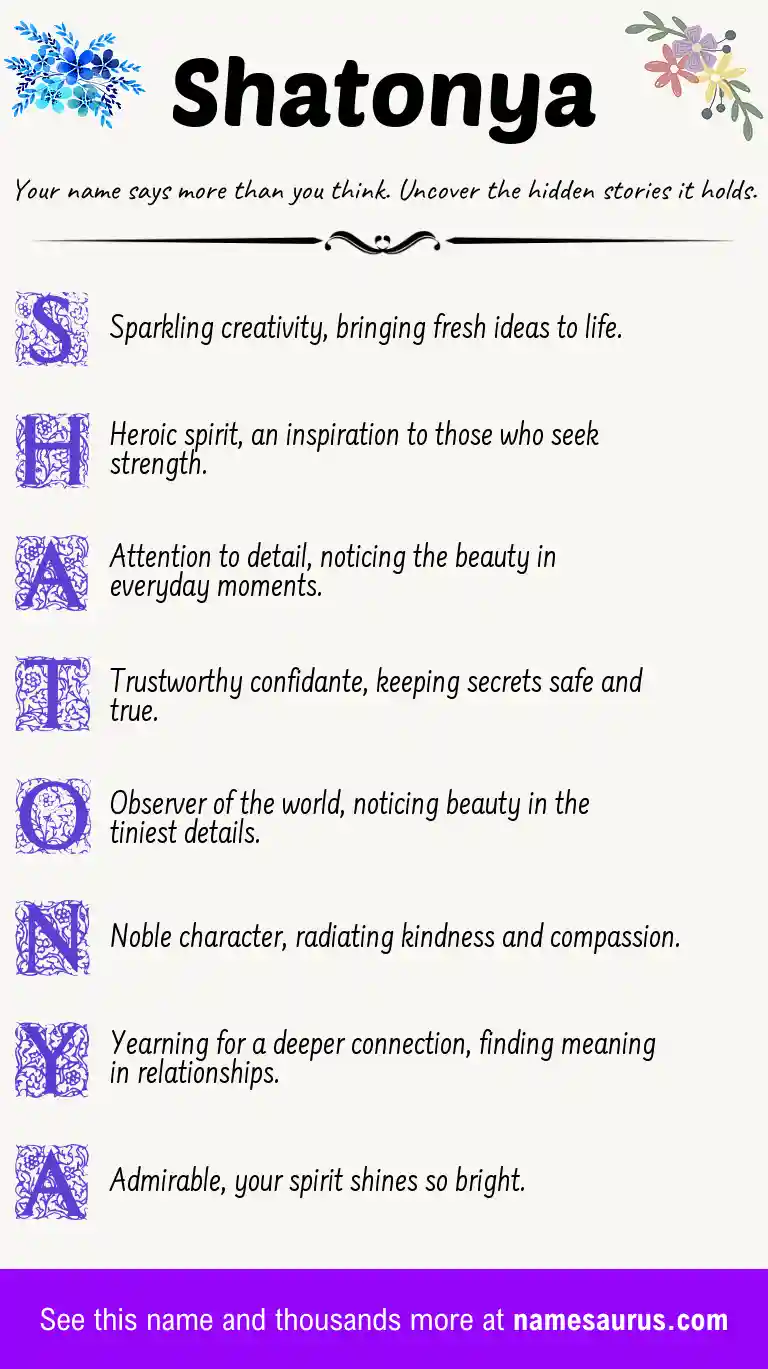 Acrostic poem about Shatonya.