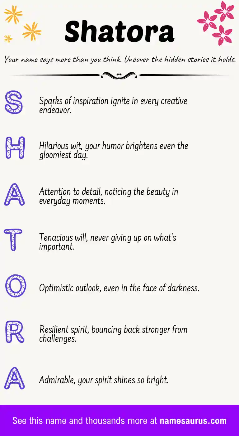 Acrostic poem about Shatora.