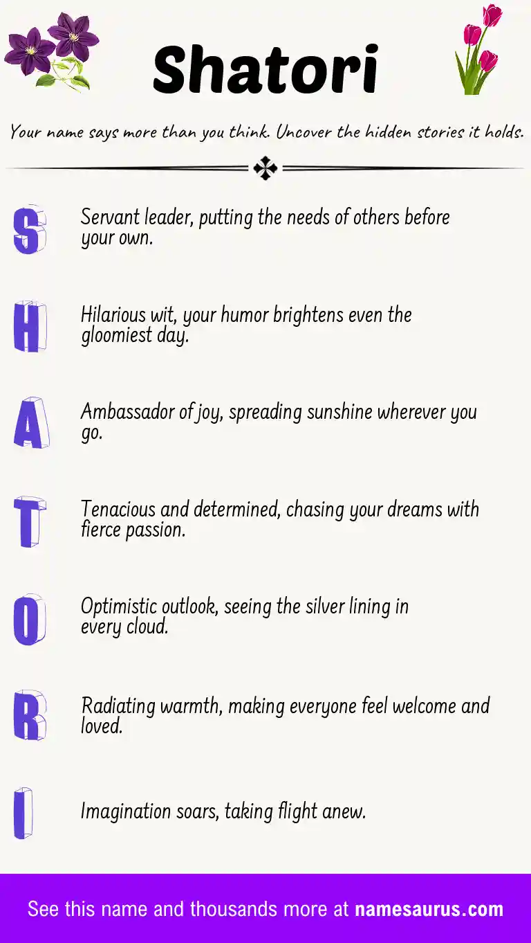 Acrostic poem about Shatori.