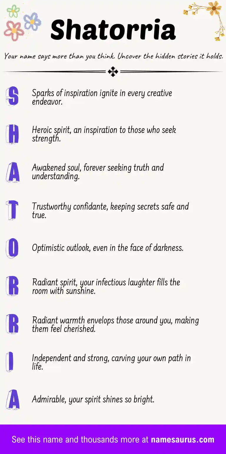 Acrostic poem about Shatorria.