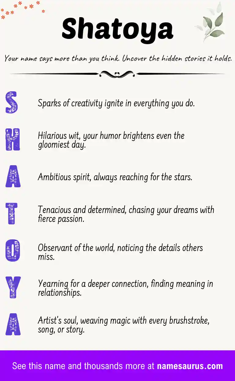Acrostic poem about Shatoya.