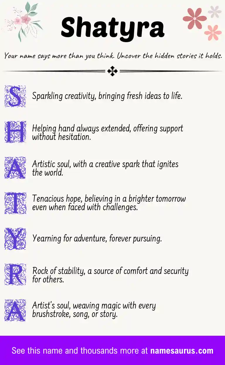 Acrostic poem about Shatyra.