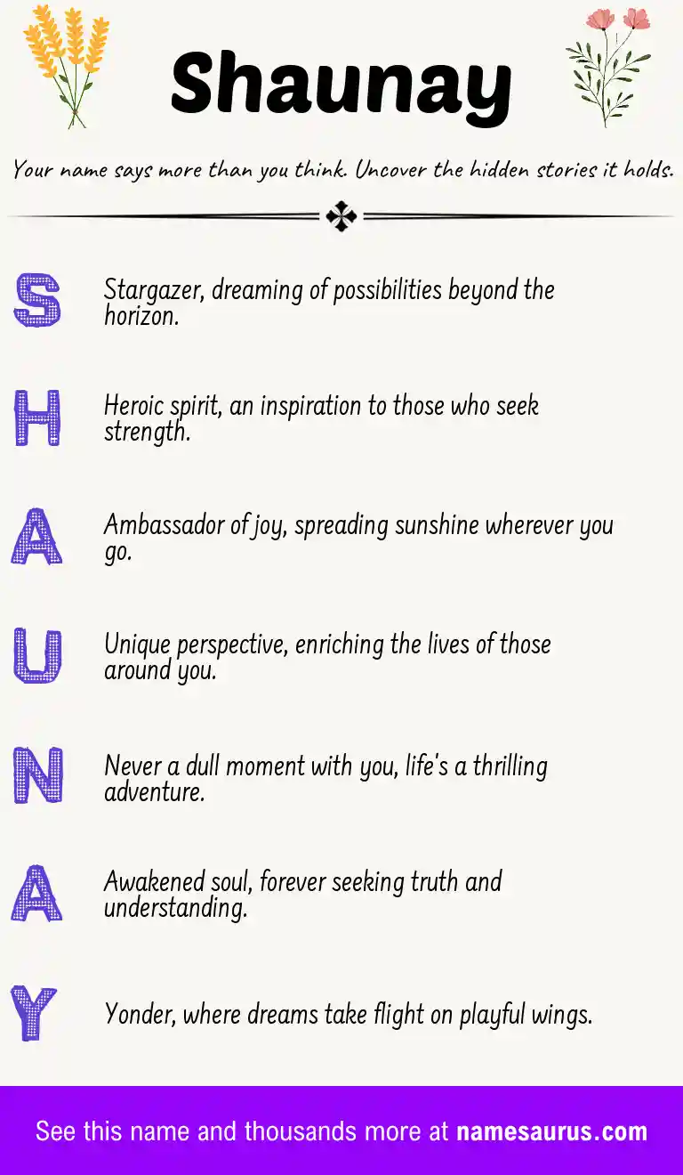 Acrostic poem about Shaunay.