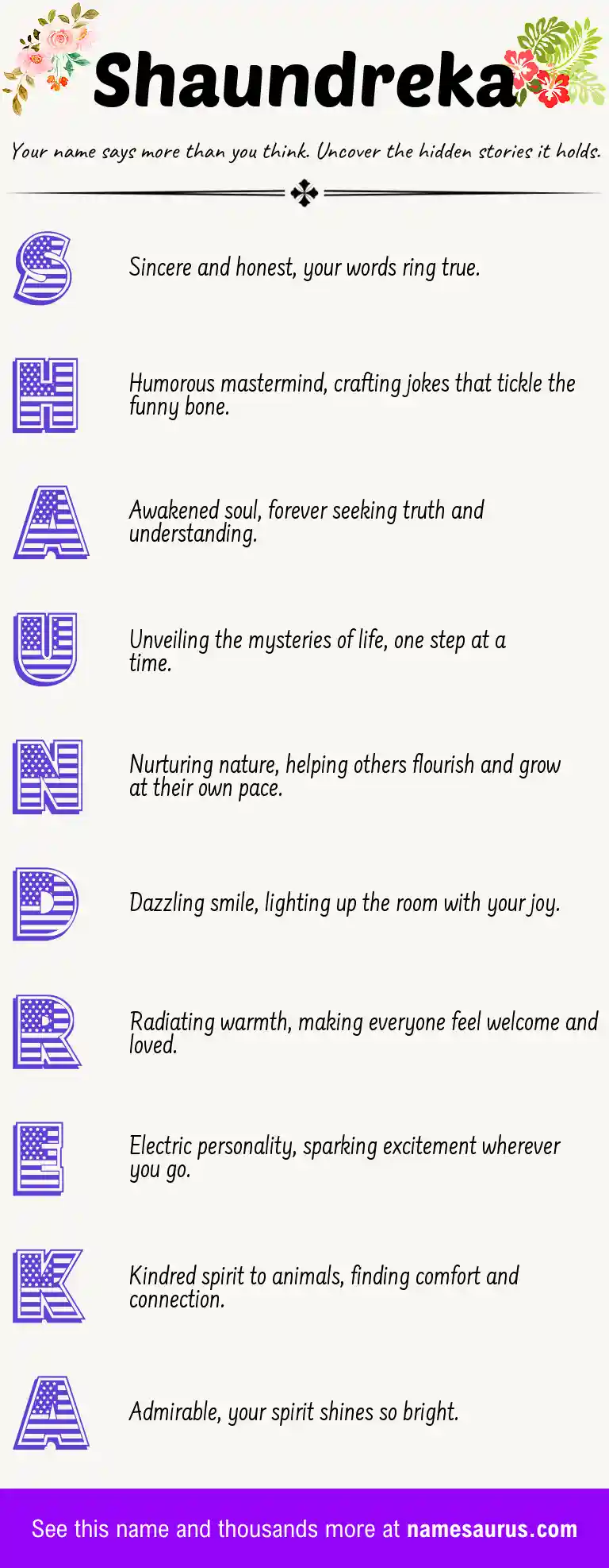 Acrostic poem about Shaundreka.