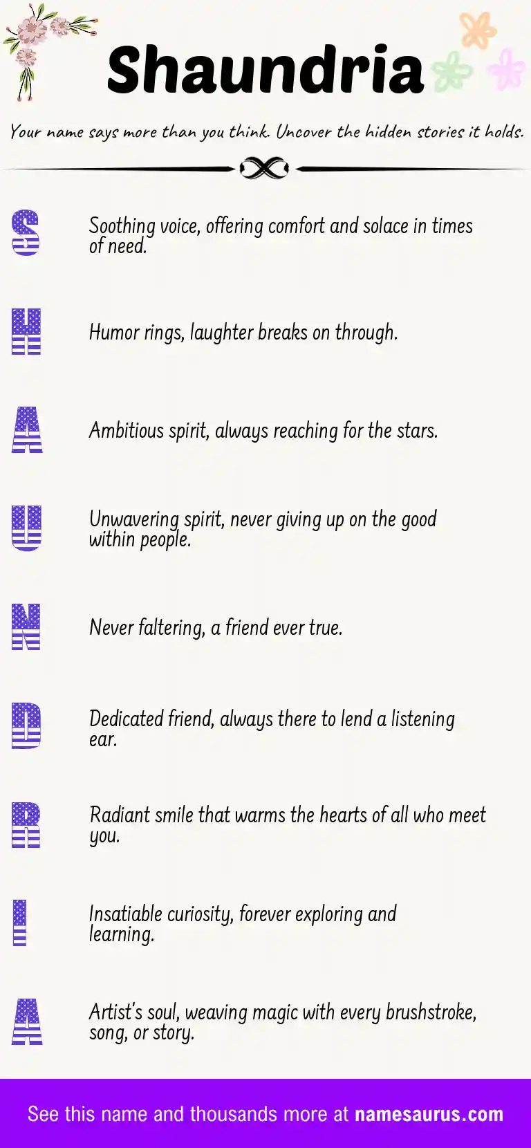 Acrostic poem about Shaundria.