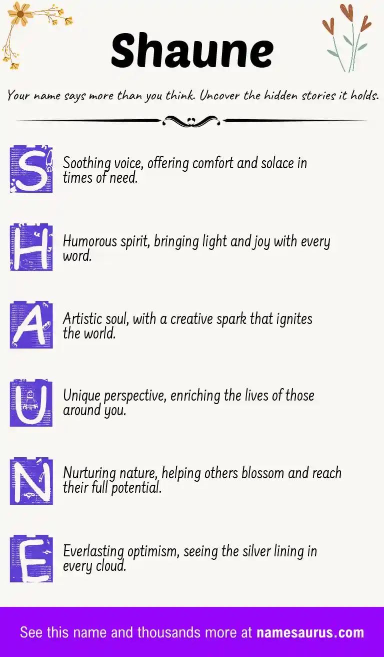 Acrostic poem about Shaune.