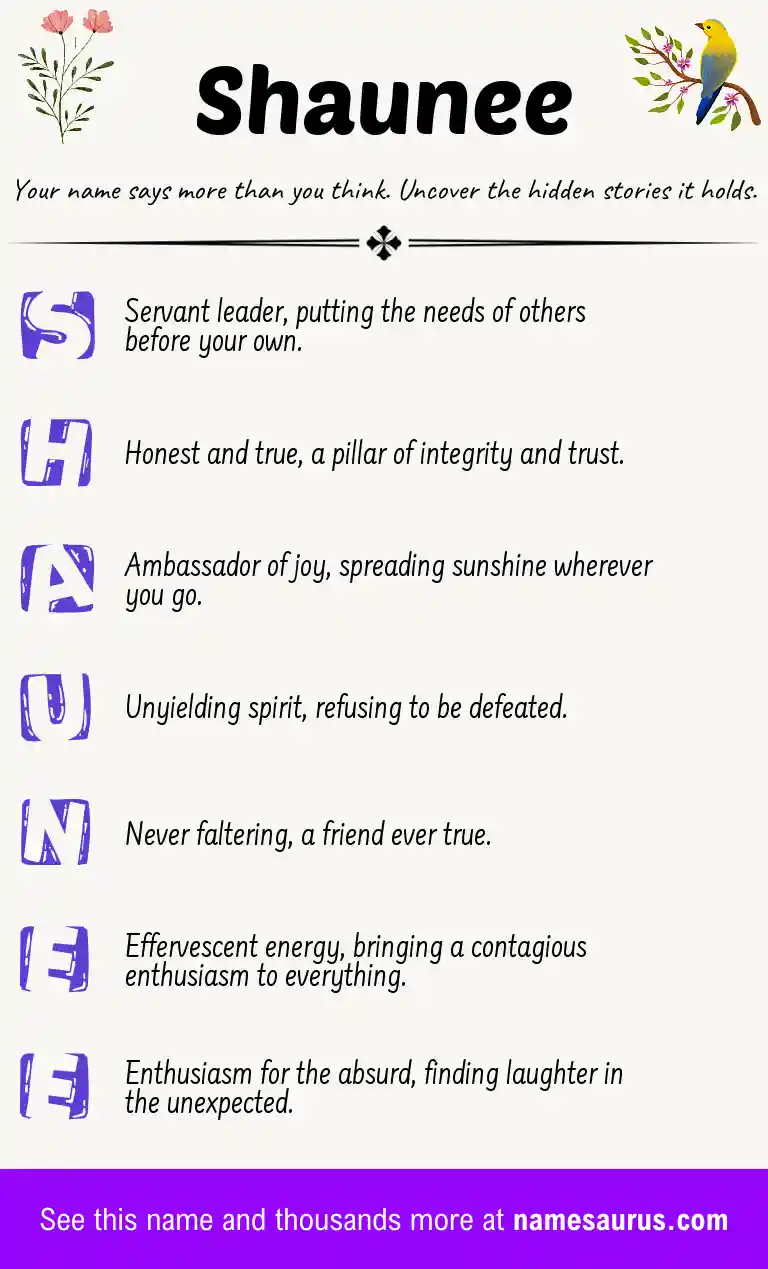 Acrostic poem about Shaunee.