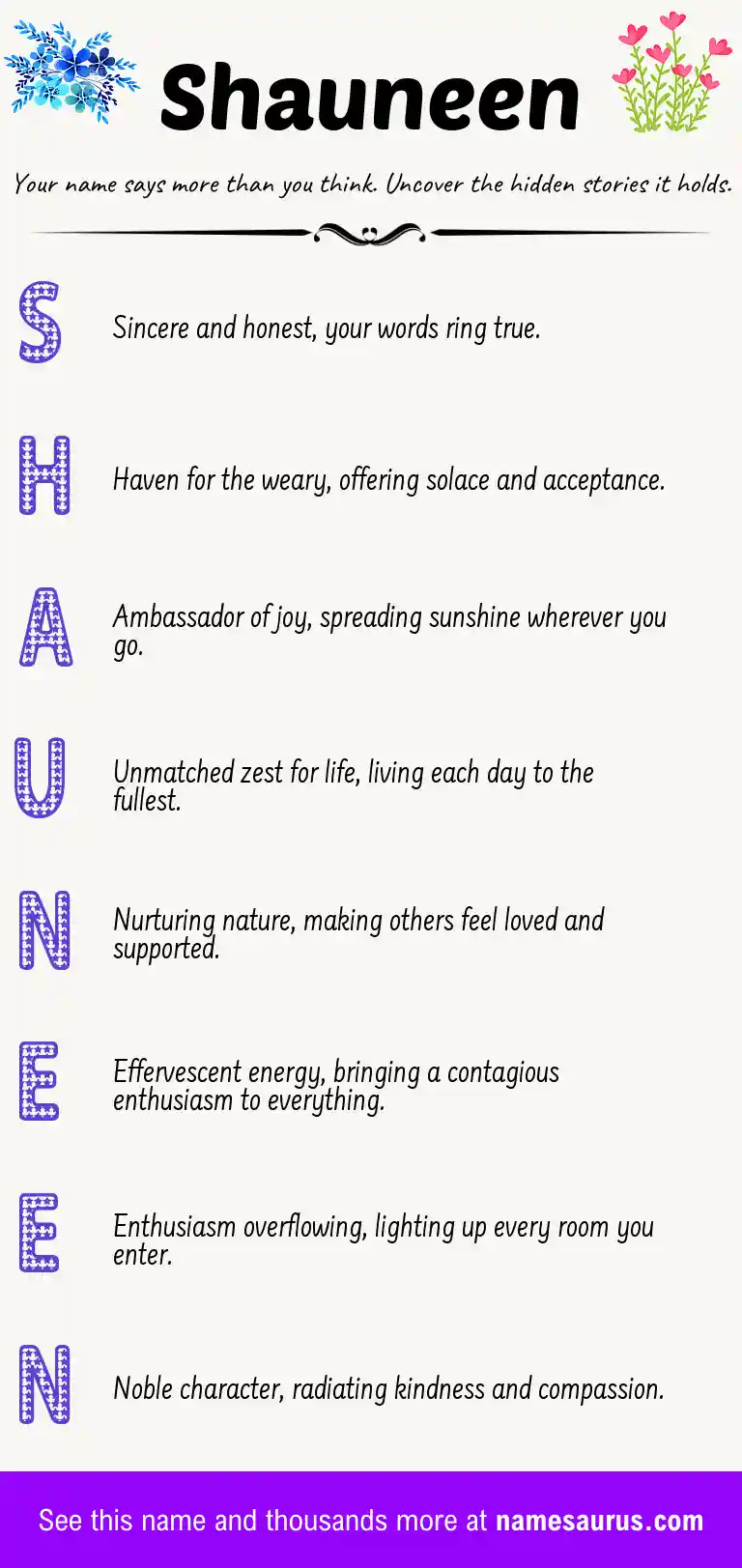 Acrostic poem about Shauneen.