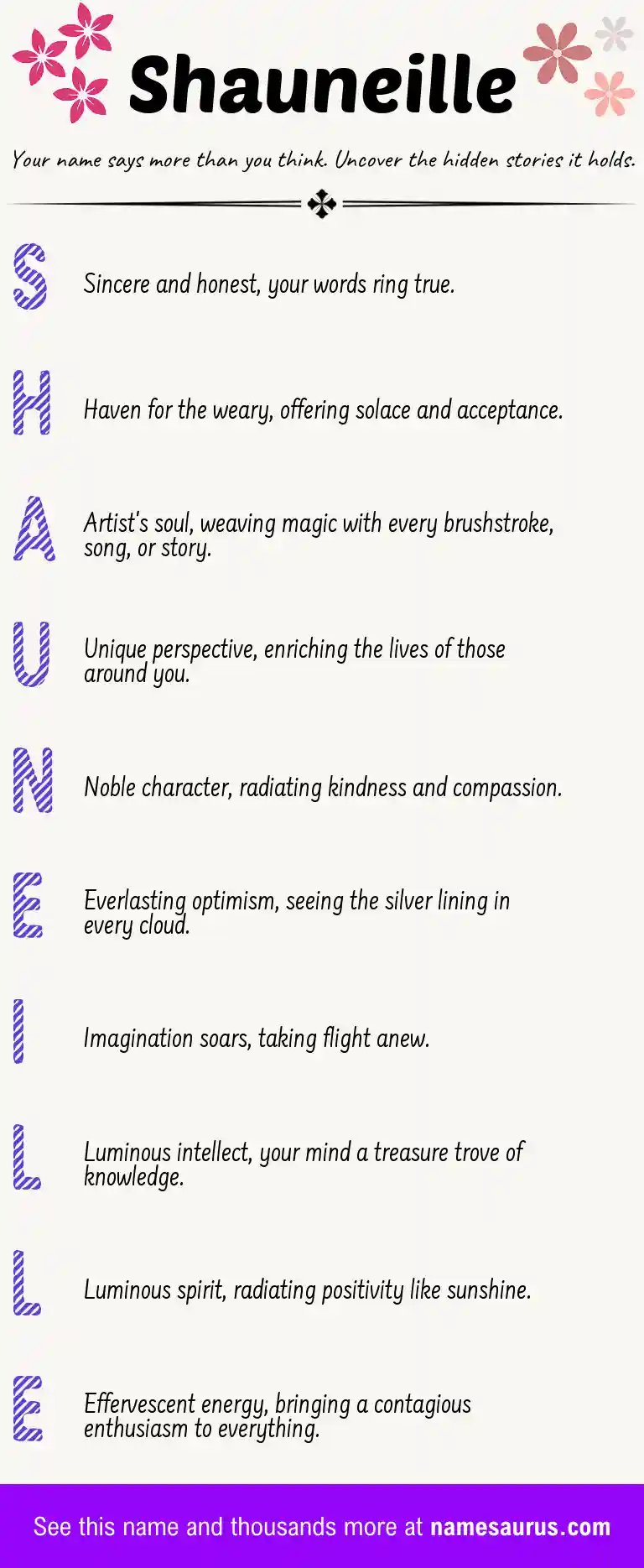 Acrostic poem about Shauneille.