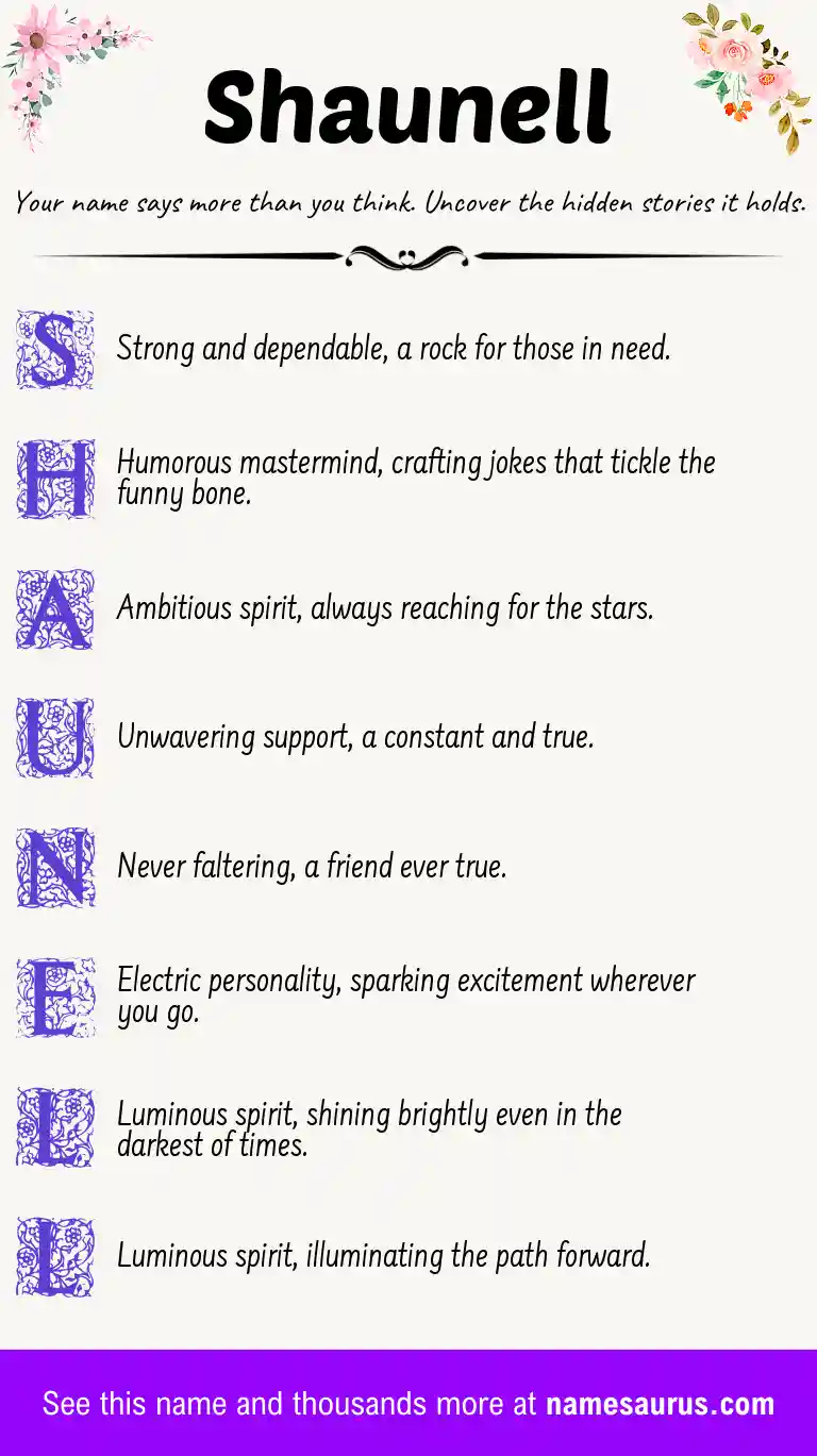 Acrostic poem about Shaunell.