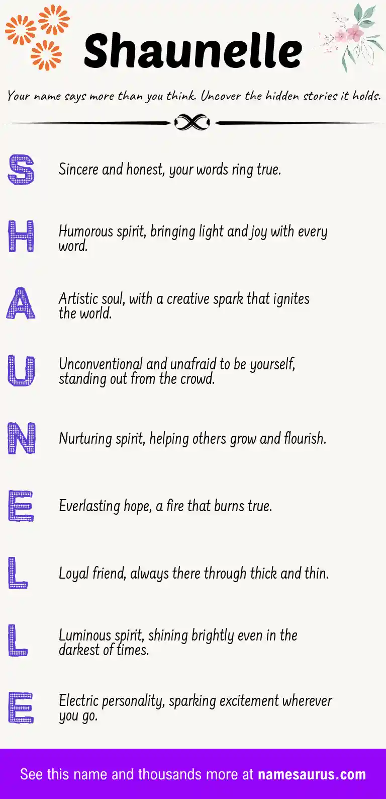 Acrostic poem about Shaunelle.