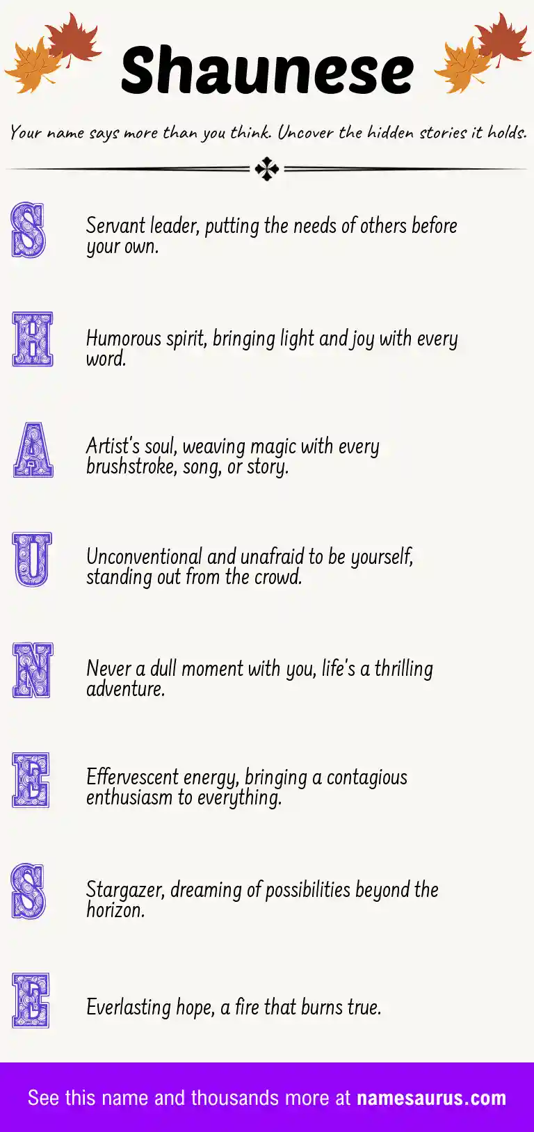 Acrostic poem about Shaunese.