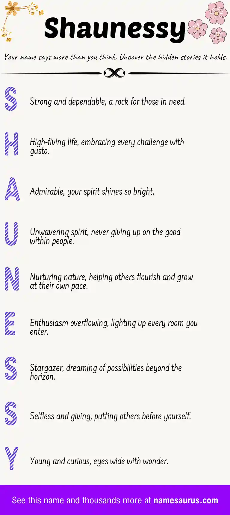 Acrostic poem about Shaunessy.