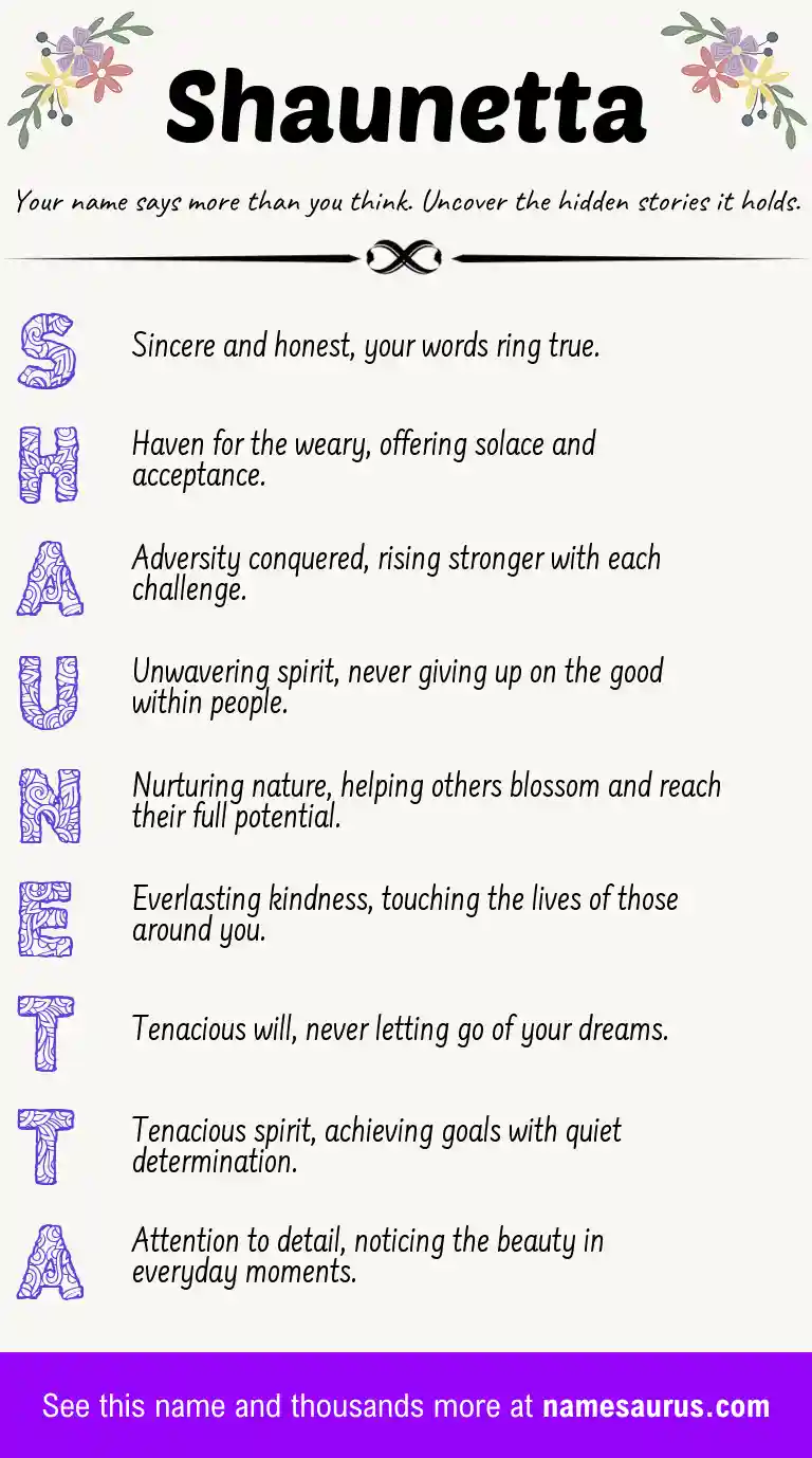 Acrostic poem about Shaunetta.