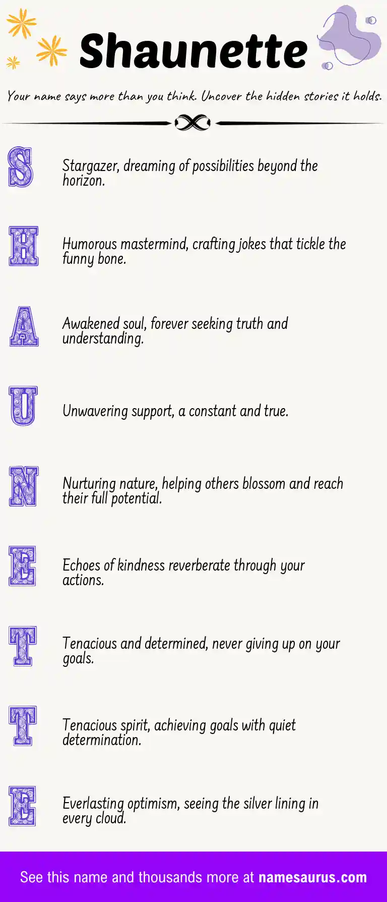 Acrostic poem about Shaunette.