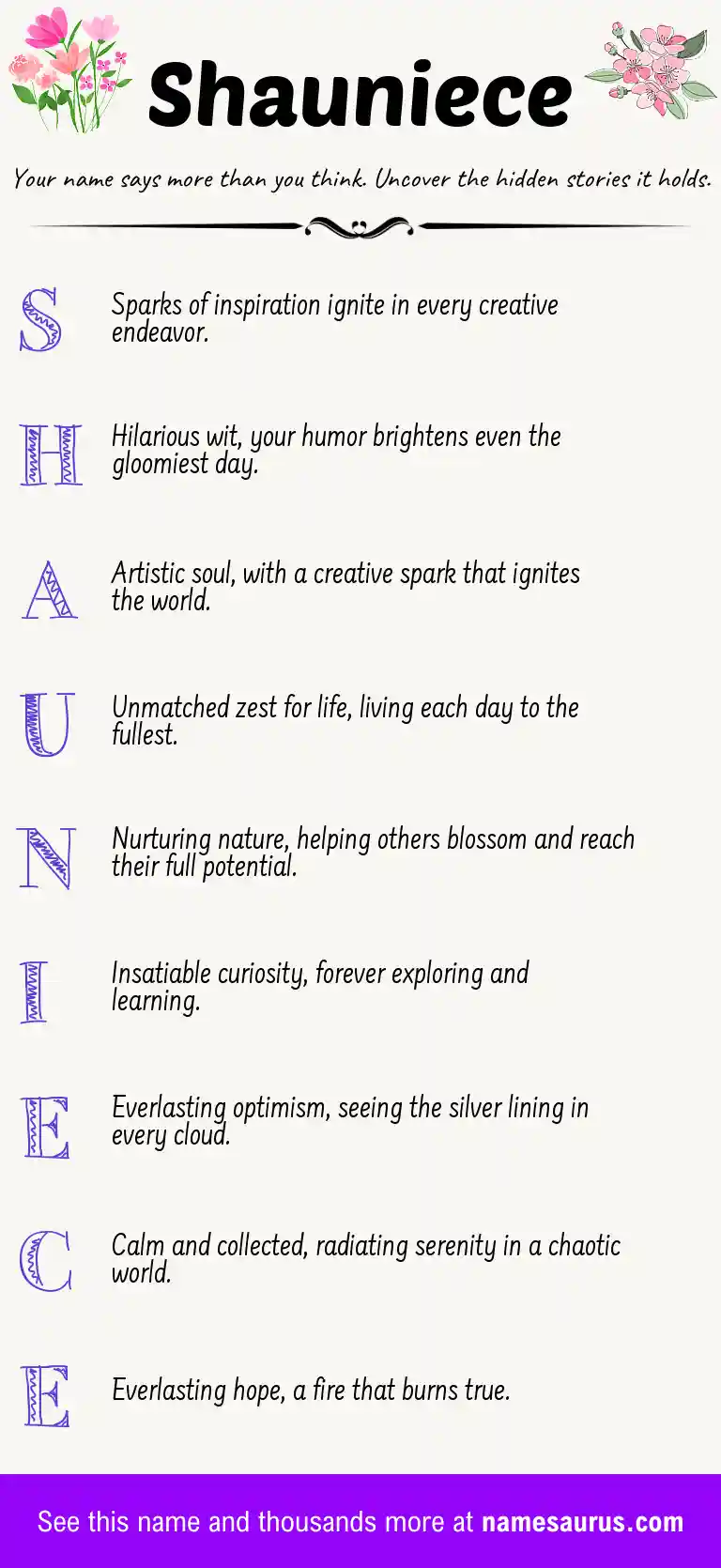 Acrostic poem about Shauniece.