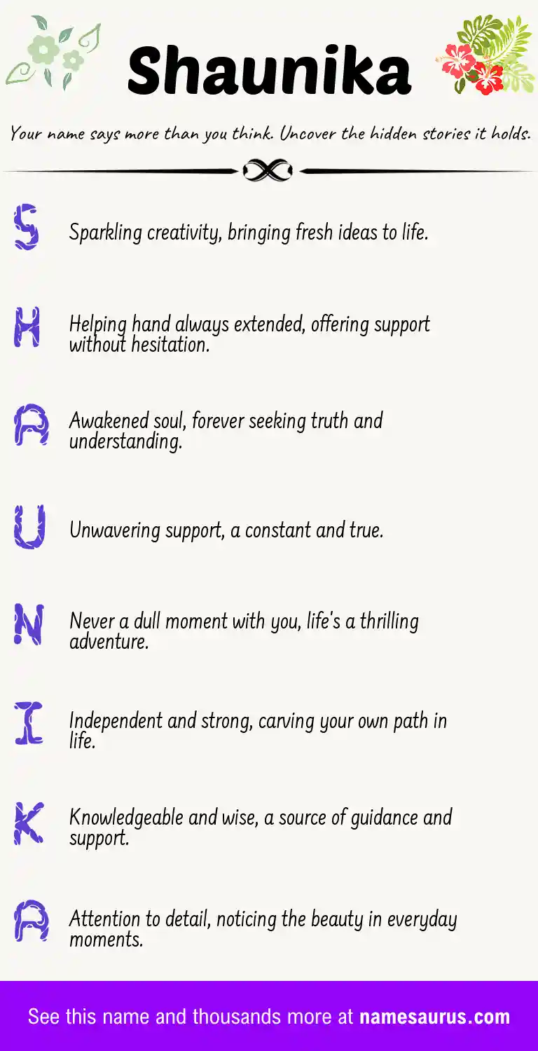 Acrostic poem about Shaunika.