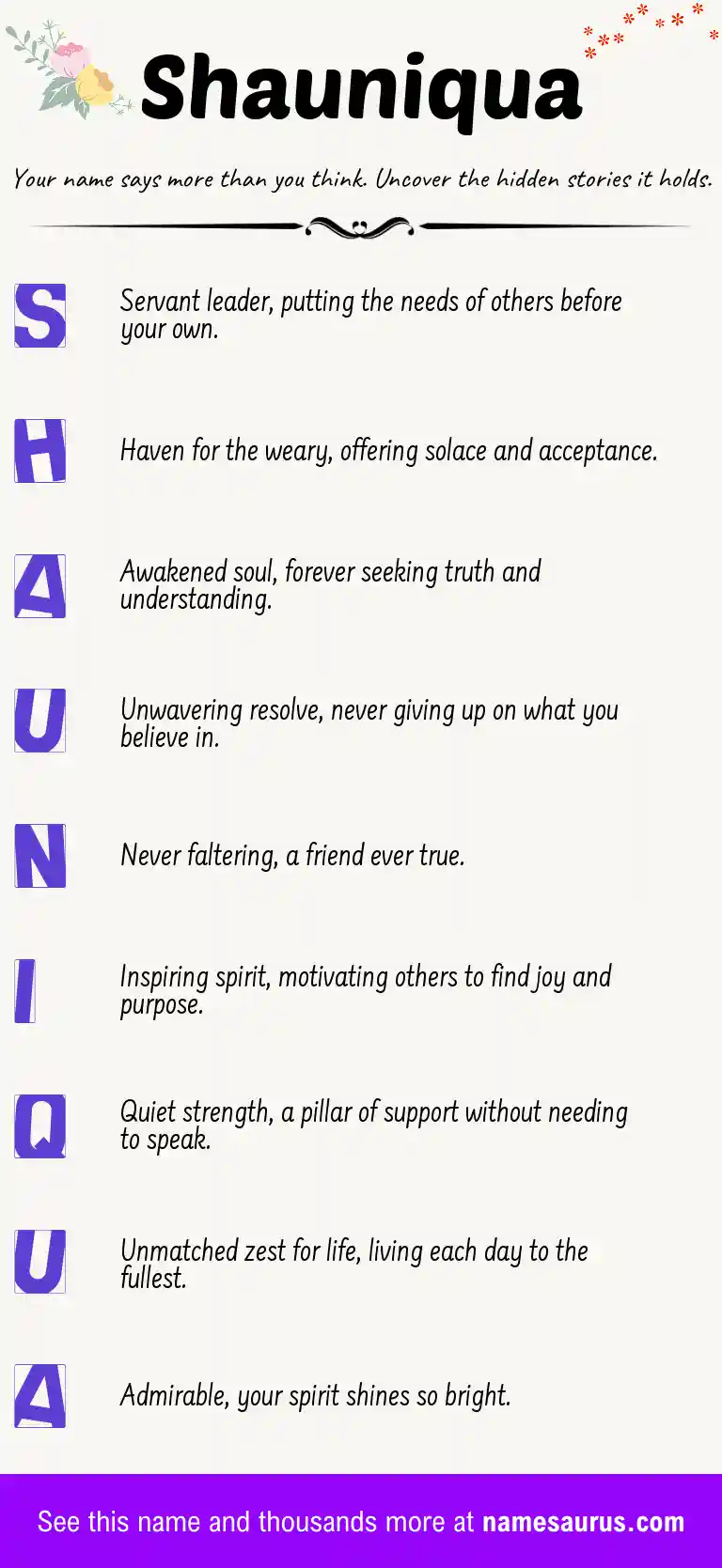 Acrostic poem about Shauniqua.