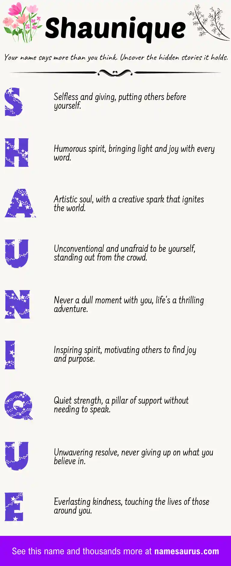 Acrostic poem about Shaunique.