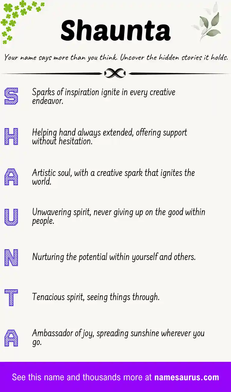 Acrostic poem about Shaunta.