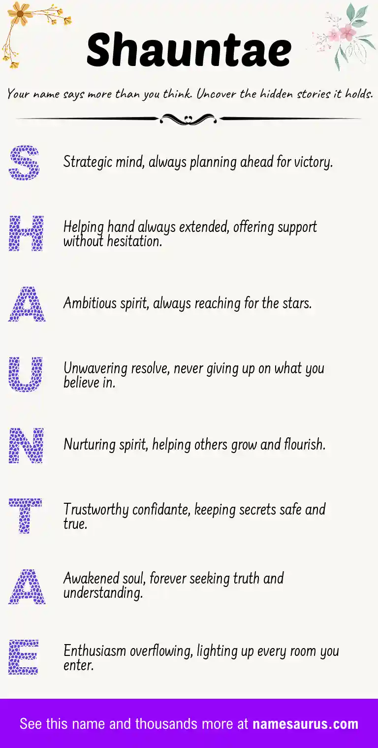 Acrostic poem about Shauntae.