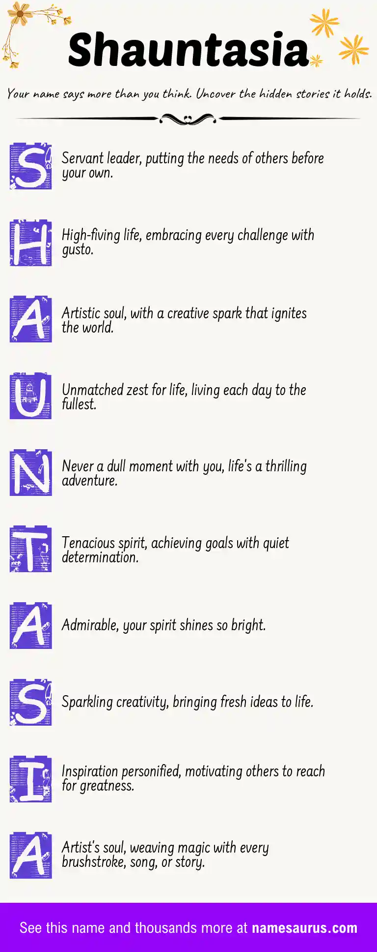 Acrostic poem about Shauntasia.