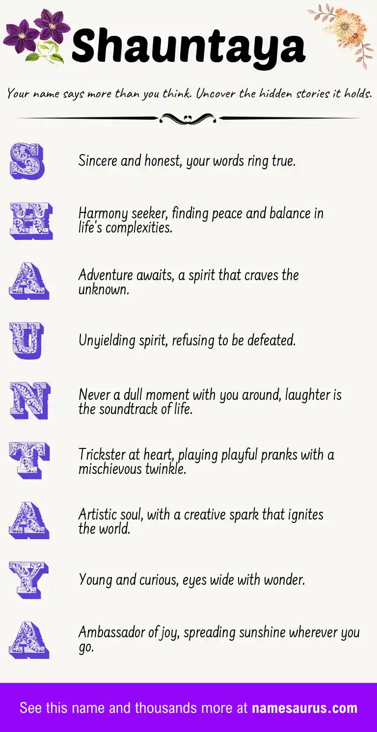 Acrostic poem about Shauntaya.
