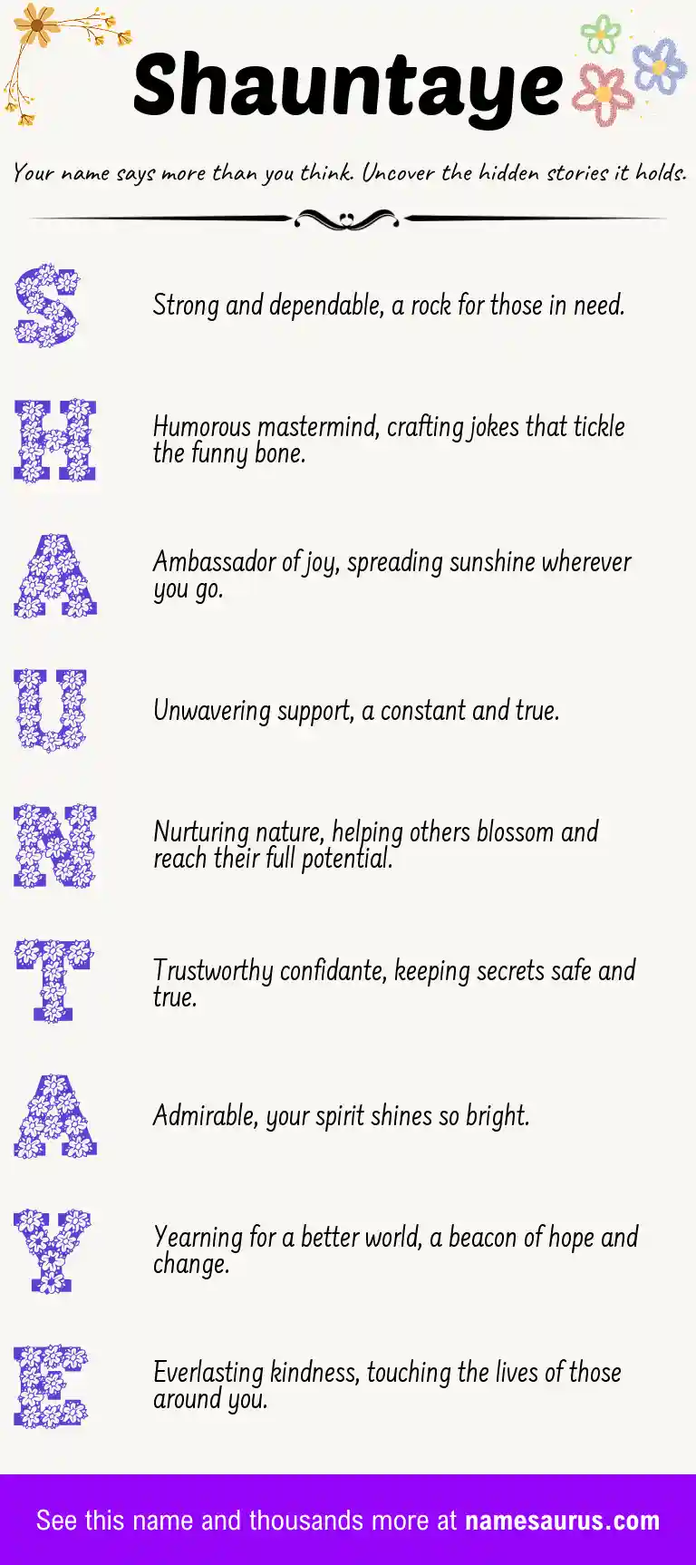 Acrostic poem about Shauntaye.