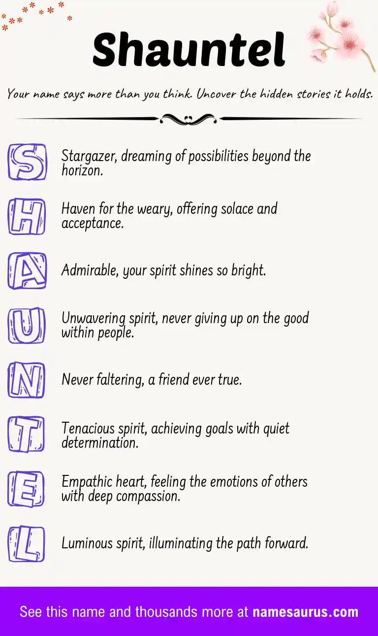 Acrostic poem about Shauntel.