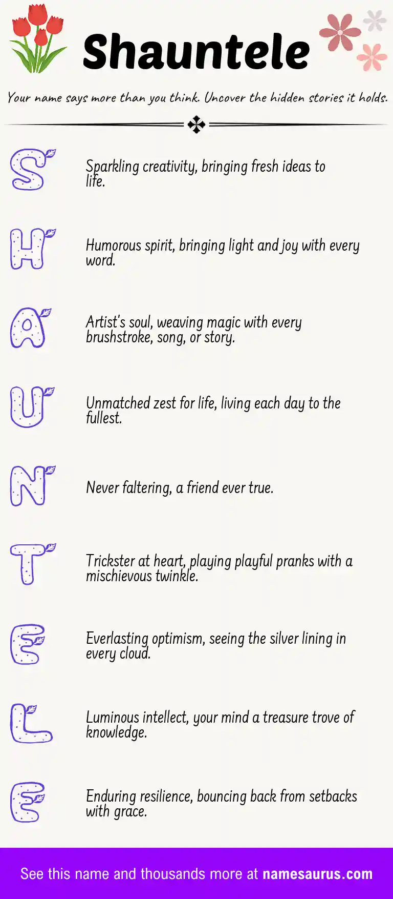 Acrostic poem about Shauntele.