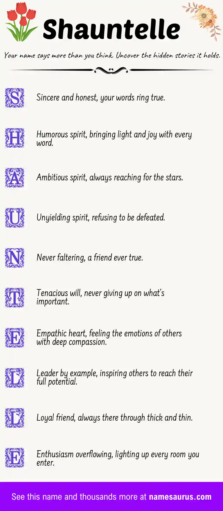 Acrostic poem about Shauntelle.