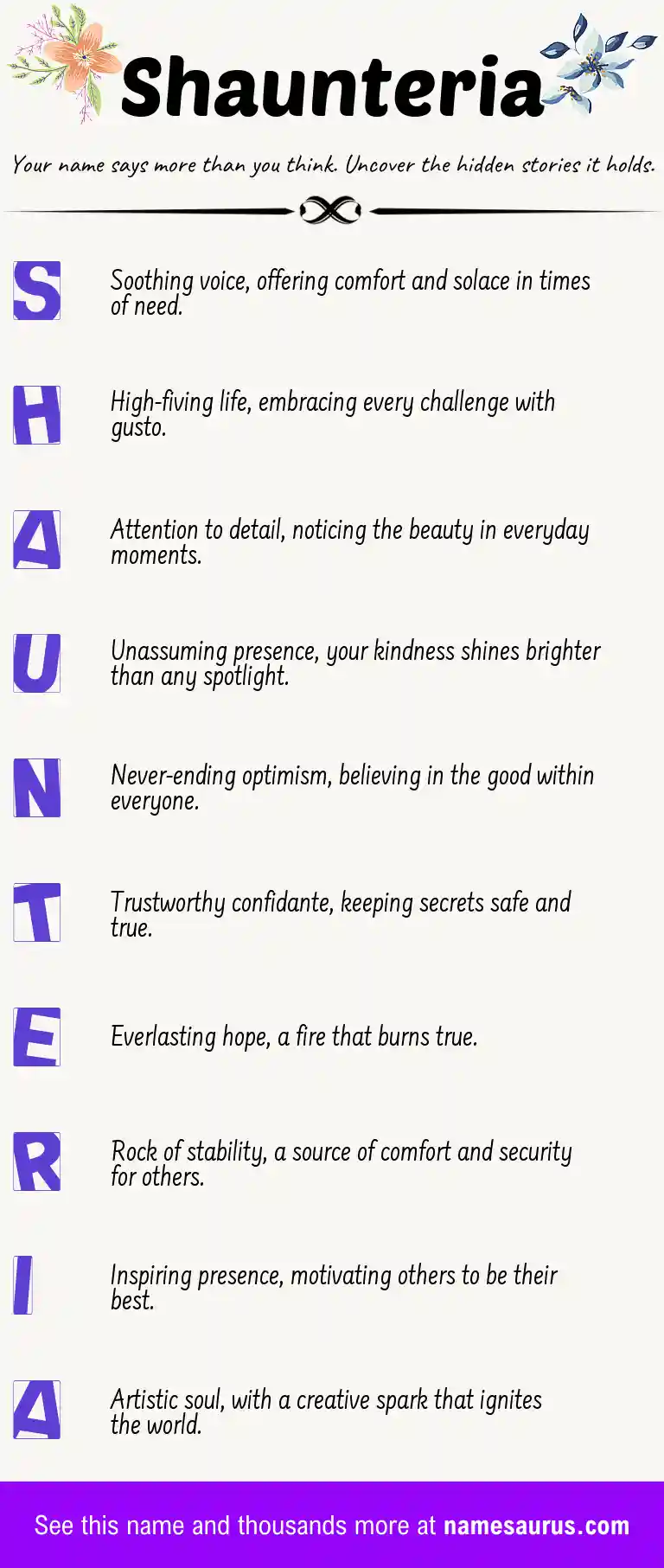 Acrostic poem about Shaunteria.