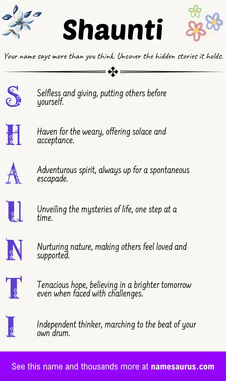 Acrostic poem about Shaunti.