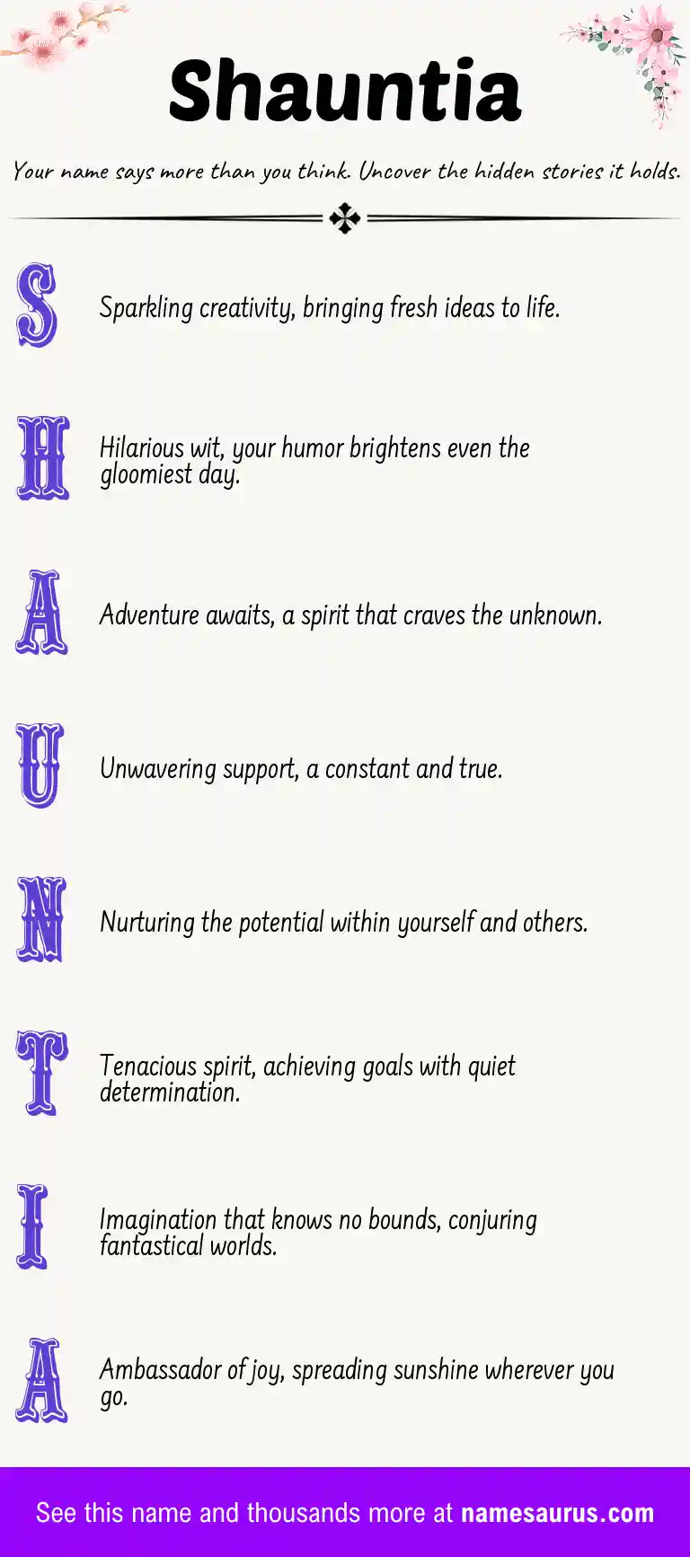 Acrostic poem about Shauntia.