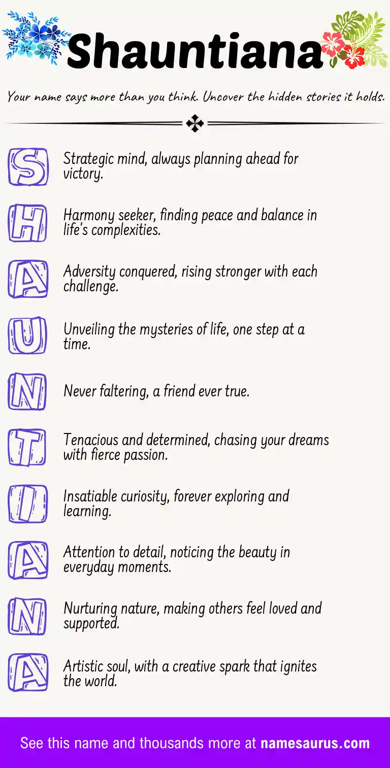 Acrostic poem about Shauntiana.
