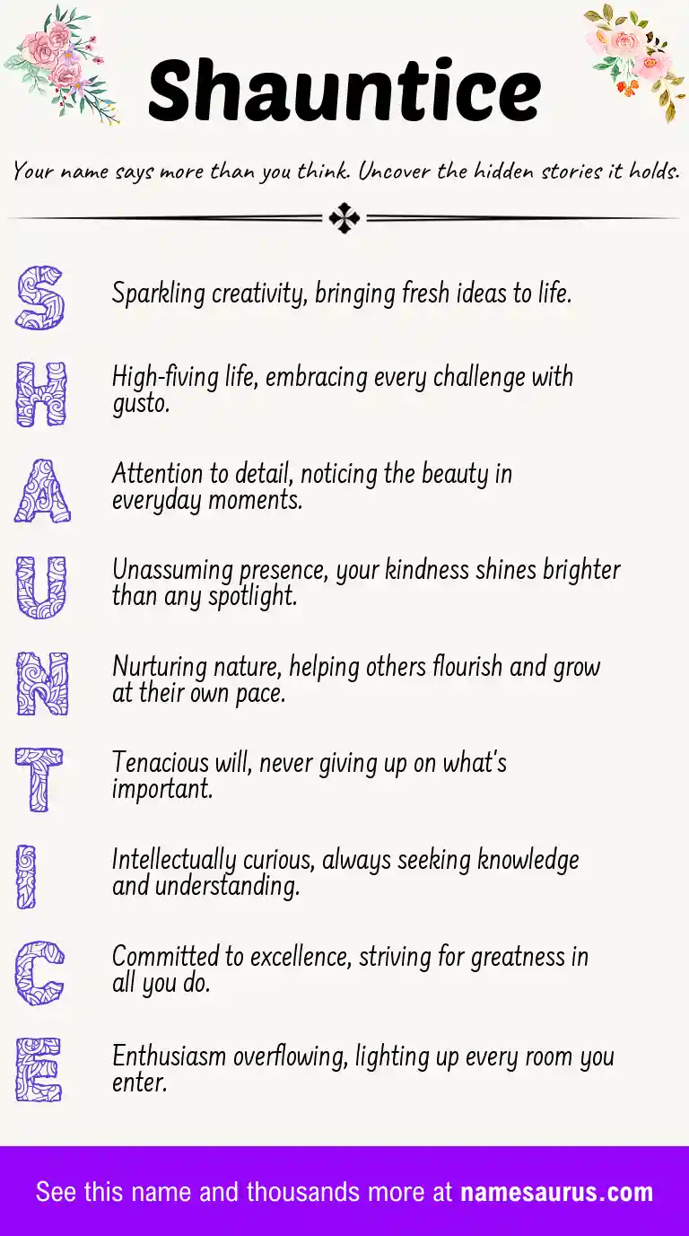 Acrostic poem about Shauntice.