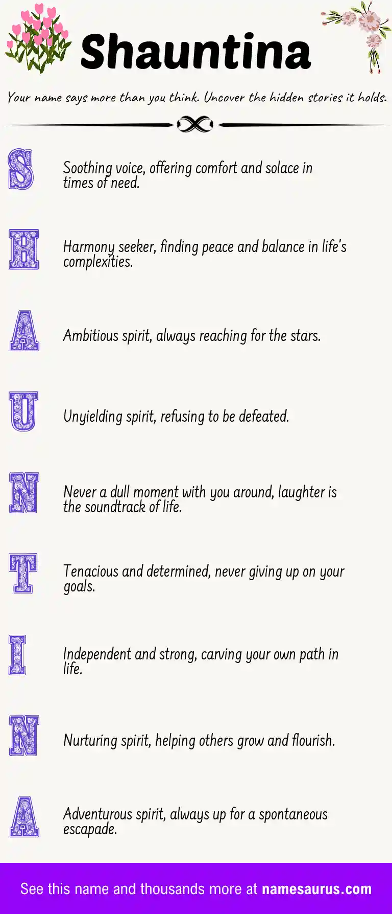 Acrostic poem about Shauntina.