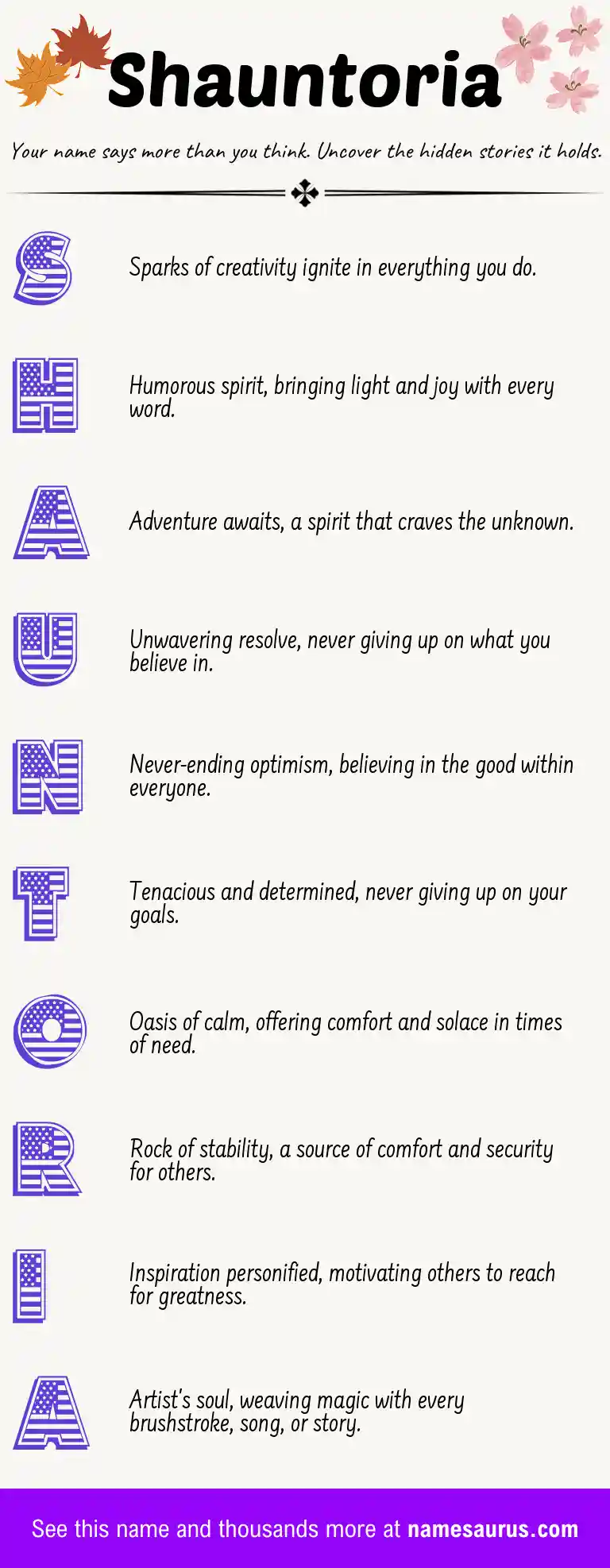 Acrostic poem about Shauntoria.