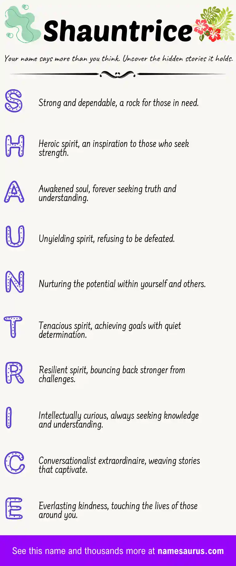 Acrostic poem about Shauntrice.