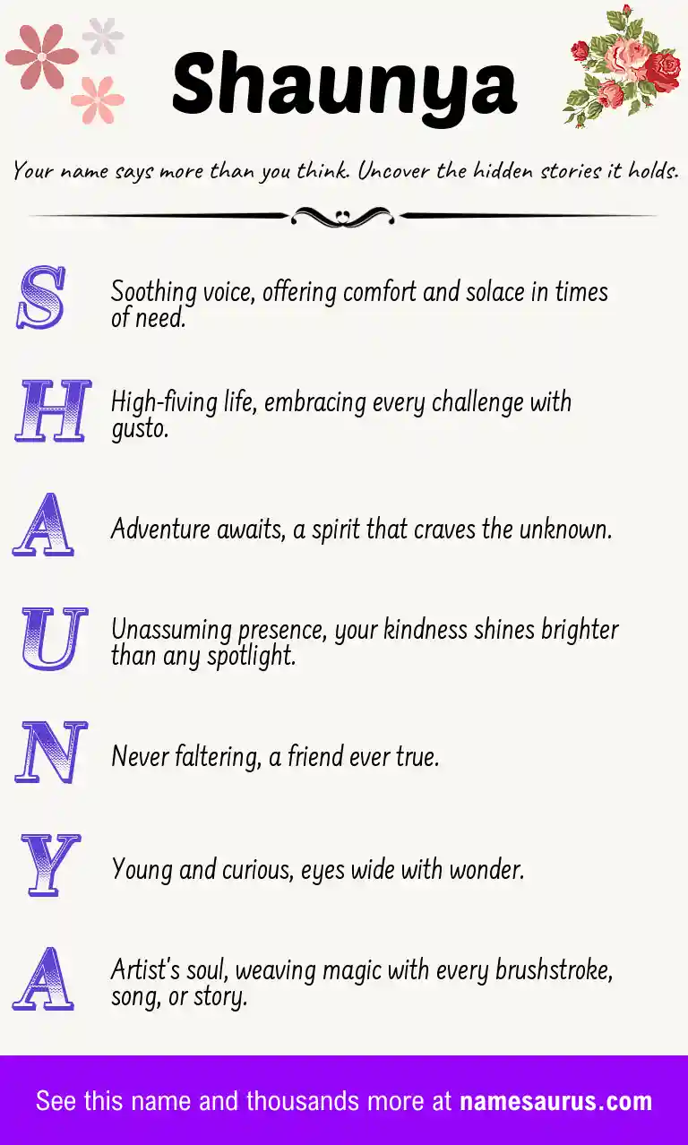 Acrostic poem about Shaunya.