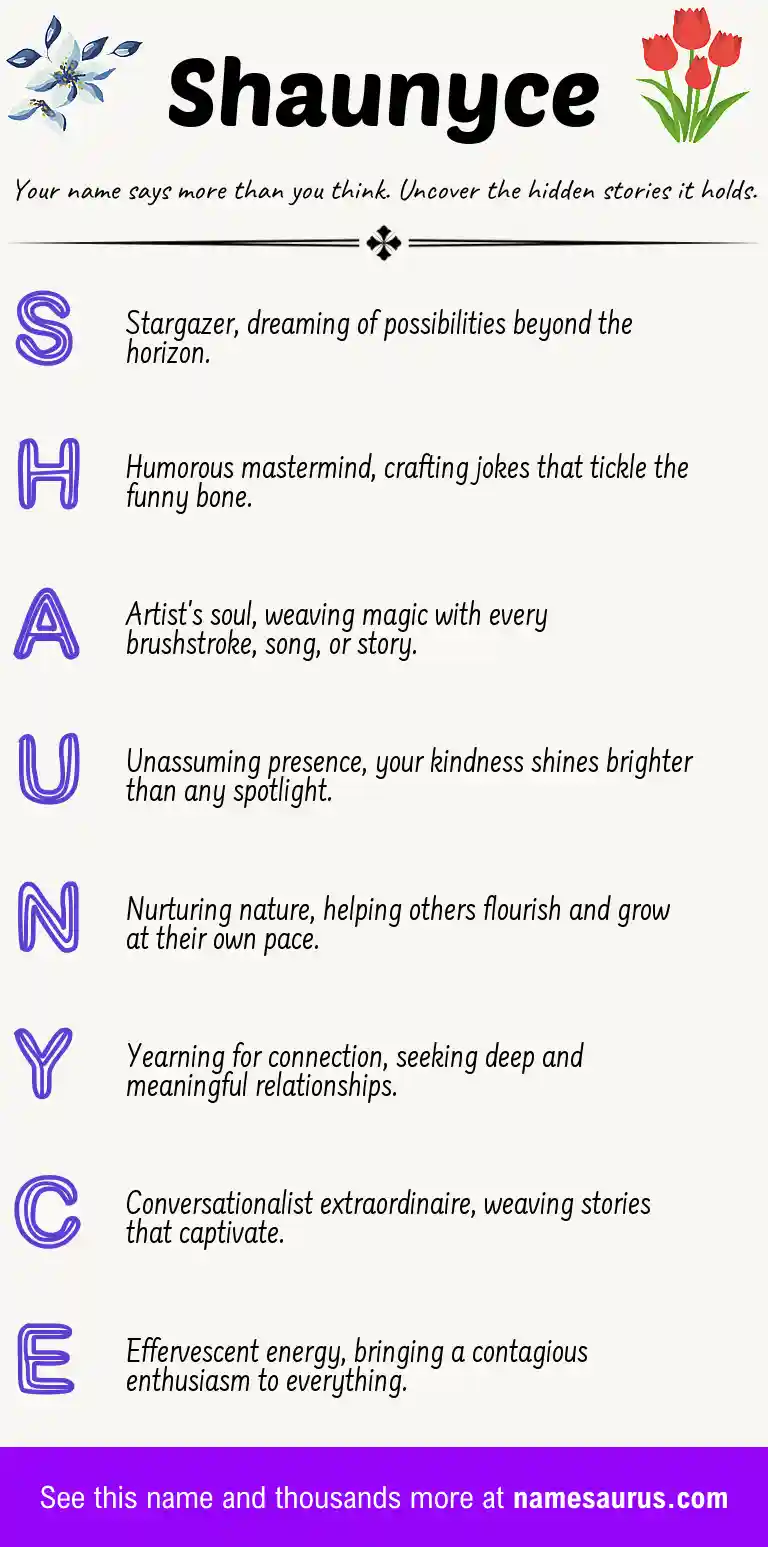 Acrostic poem about Shaunyce.