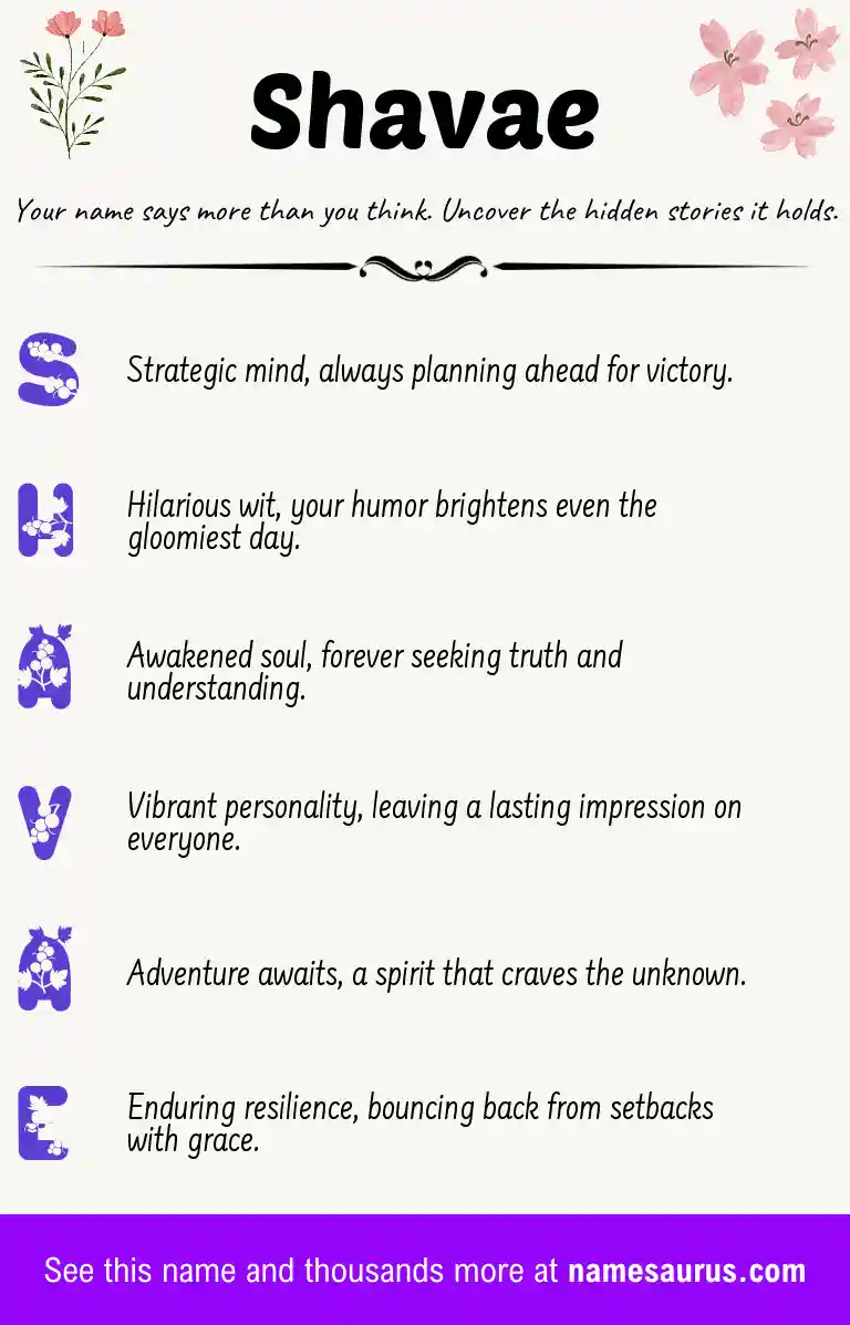 Acrostic poem about Shavae.