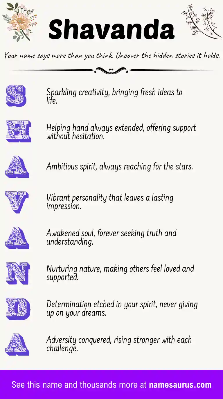Acrostic poem about Shavanda.