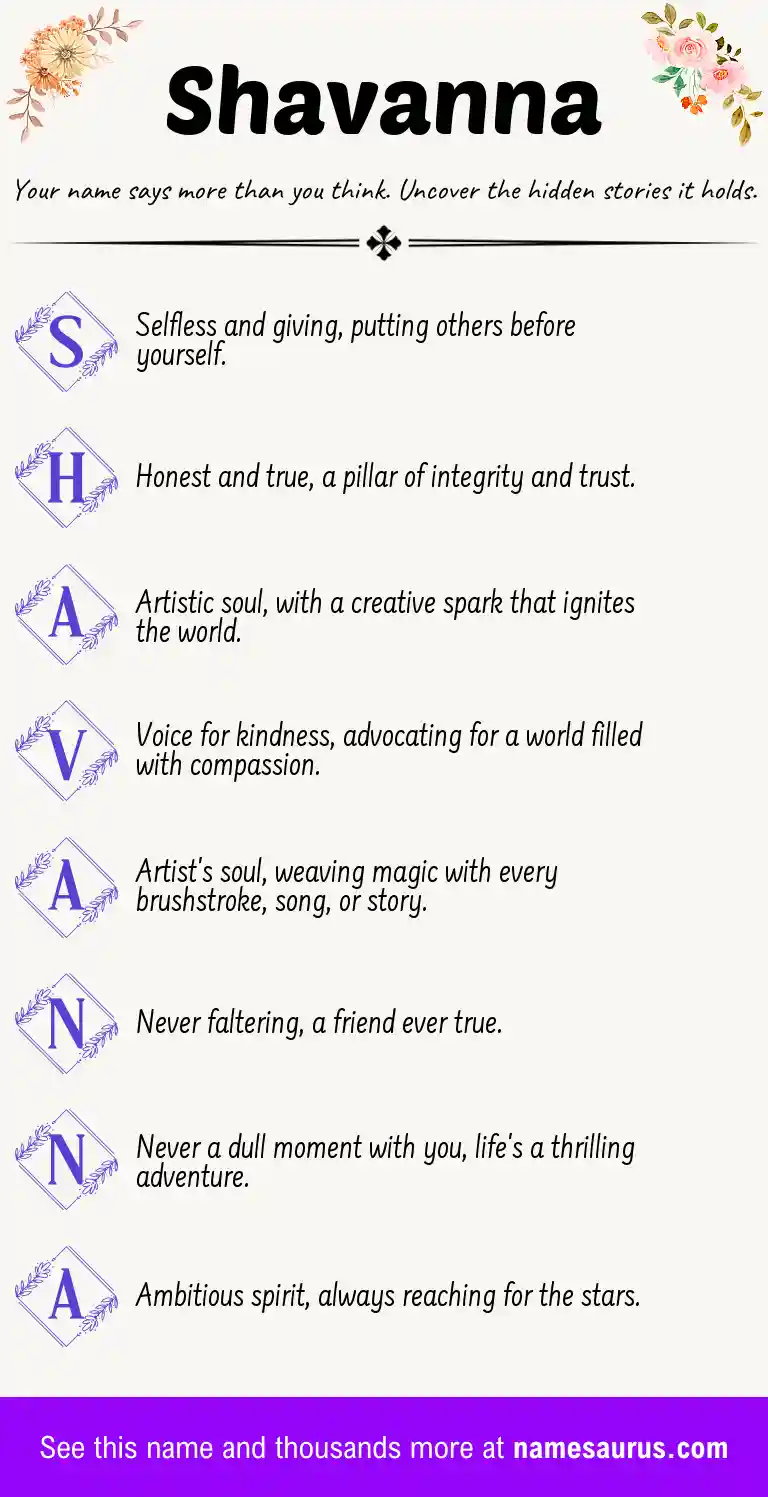 Acrostic poem about Shavanna.
