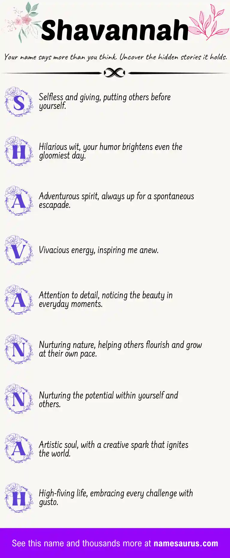 Acrostic poem about Shavannah.
