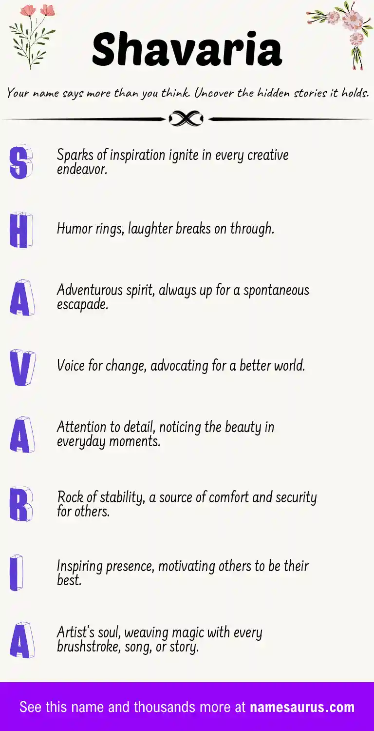 Acrostic poem about Shavaria.