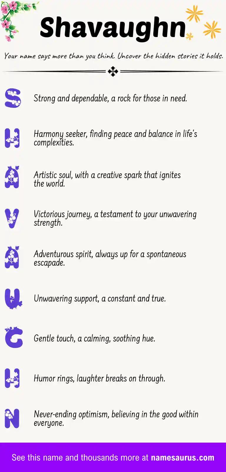 Acrostic poem about Shavaughn.