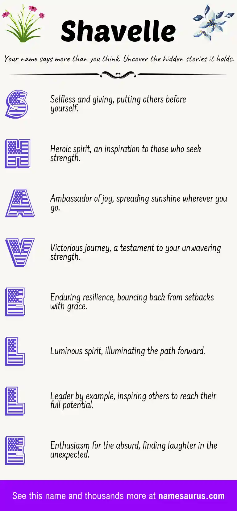 Acrostic poem about Shavelle.