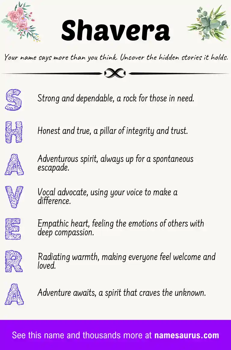 Acrostic poem about Shavera.