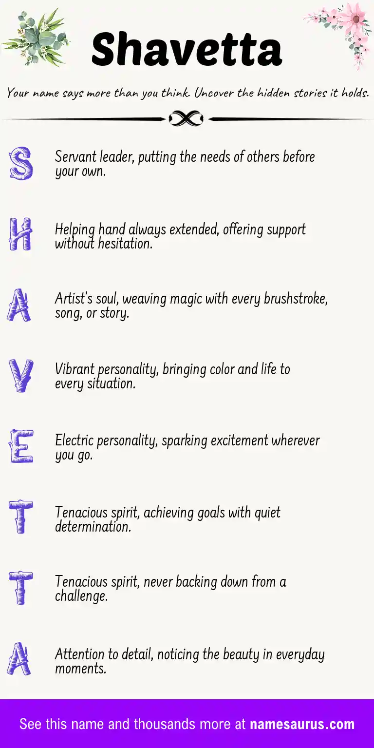 Acrostic poem about Shavetta.